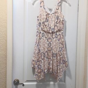 AUW Lace Stretchy Cream and Multi Colored Dress Juniors size M